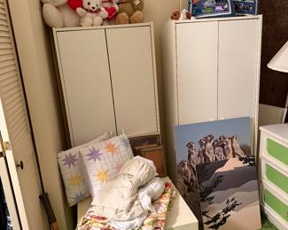 Cabinets, Stuffed Animals, Linens, Art, Table