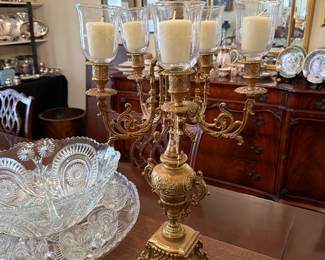 Vintage Baroque Style Brass Candelabra 