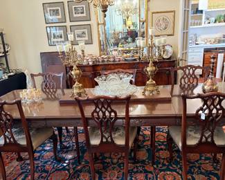 Beautiful 6 ft Ball and Claw Foot Dining Table with 8 Chairs with 2-3 ft leaves