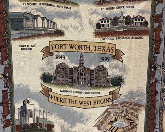 Vintage Fort Worth Texas Riddle Cockrell 1997 Burlington Hanging Tapestry