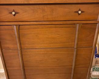 Vintage Bassett mid-century modern Red Lion Highboy 