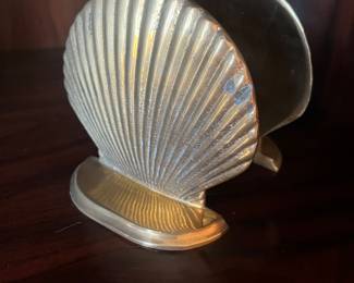 Vintage Brass Seashell Bookends 