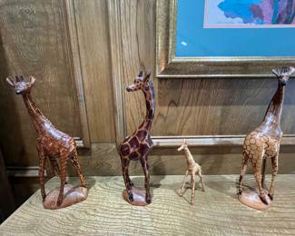 Hand Carved Wooden Giraffes 