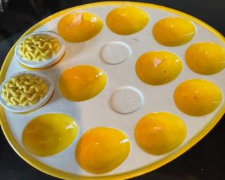 Deviled eggs with salt and pepper