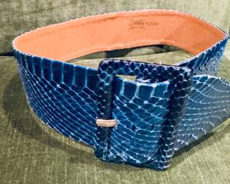 Genuine snake skin navy vintage belt