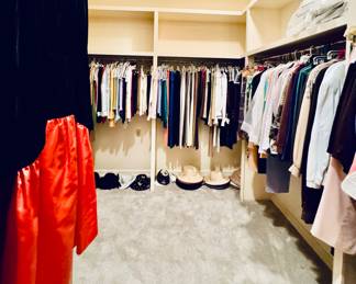 This is where the fun begins. Closet full of vintage couture clothing immaculately cared for and all dry cleaned. St Johns, Chanel, Christian Dior, Nipon, some of the best track suit sets I have ever seen!