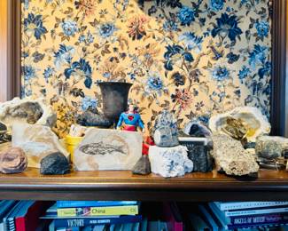 We found a box in the attic of fab FOSSILS AND GEODES  and a silver goblet filled with rocks!