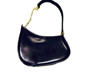 Koret vintage black leather handbag. Chain goes from shoulder to hand length
