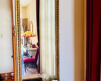 Tall Gilded French Louis XV Style Trumeau Mirror with Neoclassical Print