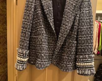 Rhinestone Pearl cuffed blazer