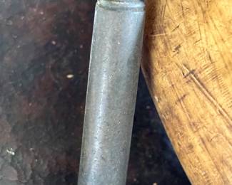 Antique powder horn with leather shot pouch (detail)...