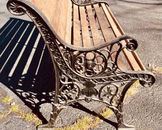 Cast iron frame garden bench (detail)...
