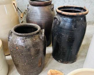 Selection of crocks and churns...(Catawba Valley?)...