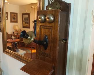 Wall mounted antique phone