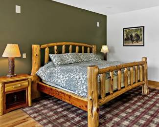 Solid Adirondack beds and nightstands.