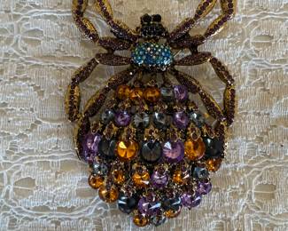 Large bling filled spider brooch