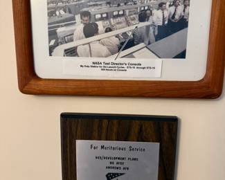 NASA framed photos & awards 