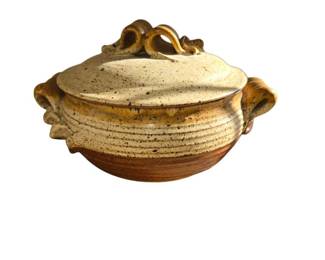 Unique Hand Thrown Stoneware Casserole Dish in a Coastal Rena