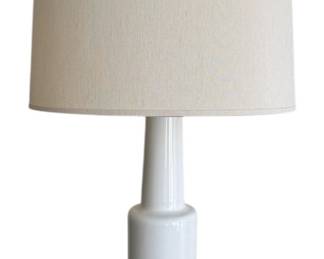 Robert Abbey Inc White Glazed Ceramic Table Lamp on Wood Base
