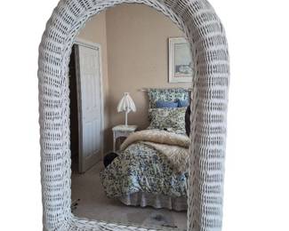 White Wicker Dresser and Mirror