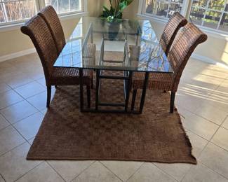 Glass Top Table with 4 Wicker Chairs