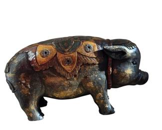 Hand Carved Indian Folk Art Pig
