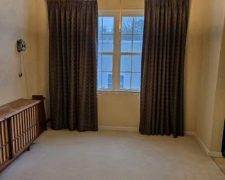 Pair of Custom Made Brown Pinch Pleated Drapes