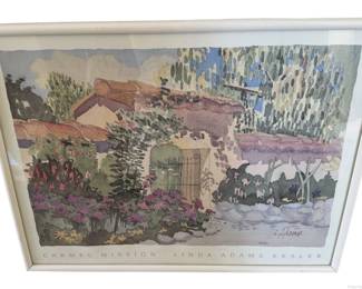 Framed Carmel Mission by Linda Adams Kesler Print