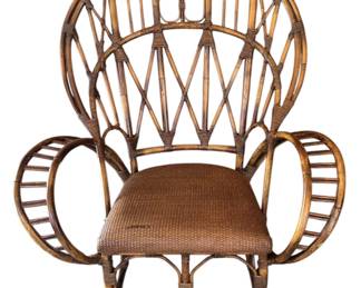 Vintage Wicker Rattan Fanback Chair Made Eclusively for Bloomingdales