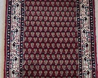 Small Hand Knotted Oriental Rug in a Traditional Mir or Bukhara Design