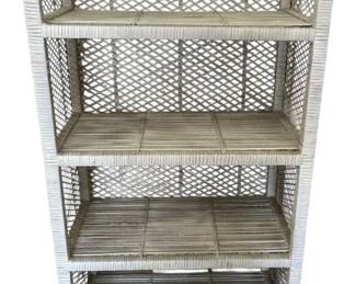 Vintage White Wicker Arched Shelving Unit