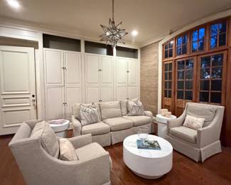Modern neutral swivel chairs and sofa