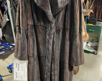 Full length Brown Shered Mink w/traditional mink collar and tuxedo front