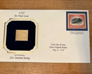 Collection of Golden Replicas of U.S. Stamps 