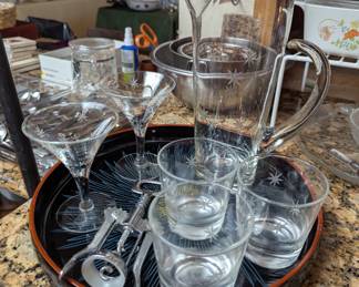 MCM Chrome glassware and pitcher