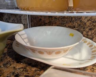 Corelle Butterfly Gold vegetable bowl and serving platter
