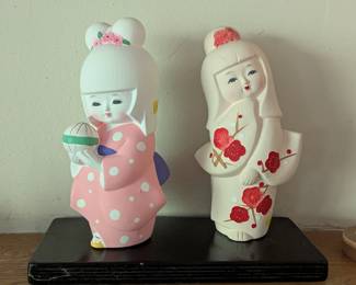 Japanese Hakata Dolls - unglazed clay or porcelain bisque figurines