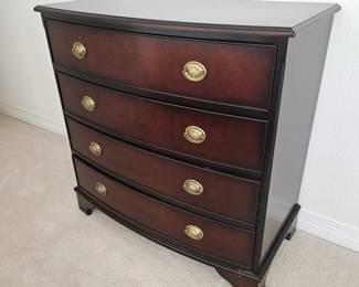Dark Wood Tone Dresser with 4 Drawers and Brass Pulls - Bombay Co.