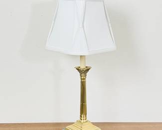 Vintage Wildwood Lampholder Brass Table Lamp with Marble Base and White Shade
