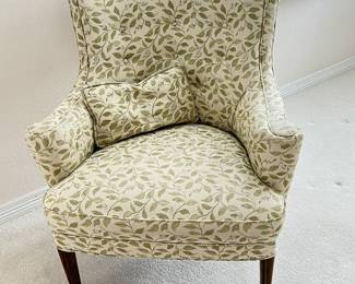 Vintage Mid-Century Modern Upholstered Armchair with Leaf Pattern