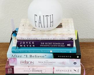 Lot of 7 Christian Spiritual Books with Faith Decor Globe