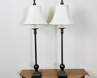 Elegant Pair of Fluted 39” Buffet Lamps
