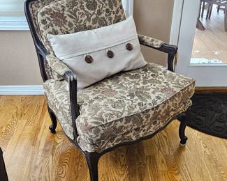 Flexsteel Tapestry Upholstered Accent Chair Floral Fabric Dark Wood Frame