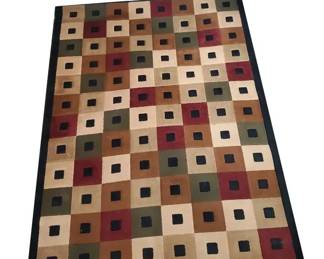 2 Square Motif Neutral Tone Rugs Alabaster Low Pile Carpet