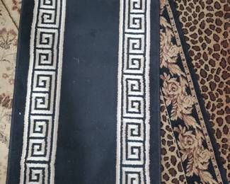 Rug Mystery Lot, Greek Key Runner, Leopard Roses, Floral Entry
