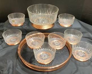 Coppercraft Guild Copper Glass With Serving Bowl  Tray