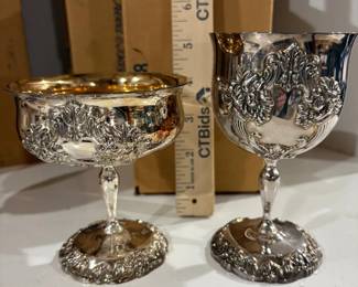 01 Reed Barton Wine Goblet and Champagne Glasses