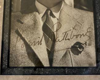 Framed, authentic signed photo of Basil Rathbone