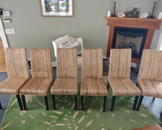 008 — Six IKEA Hallsta Woven Rattan Dining Chairs
17 × 20 × 38