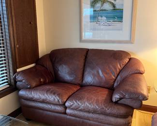 Leather loveseat